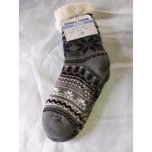 SHERPA DELUXE NO SKID ONE SIZE FLEECE TOASTY WARM - Picture 1 of 2
